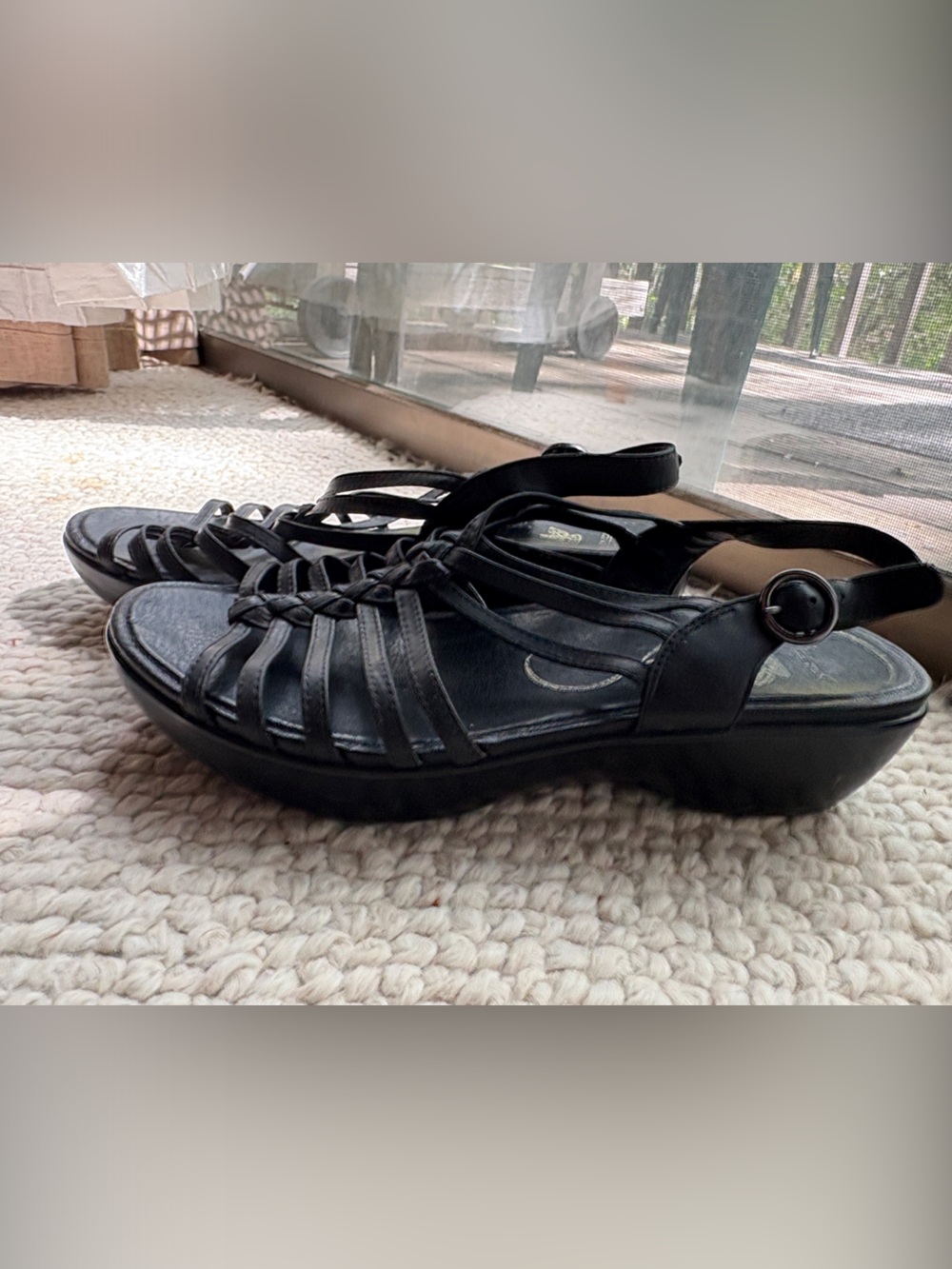 Dansko Black Braided Strappy Women's Sandals